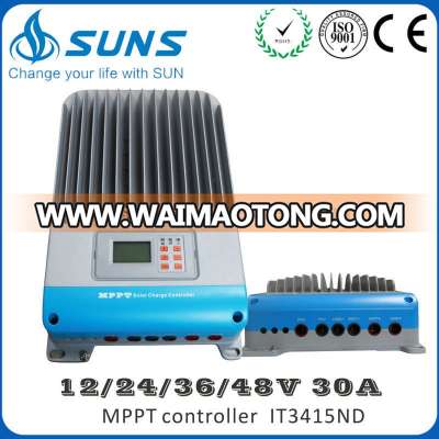 off grid high efficiency max 145VDC 12/24/36/48v solar mppt charge controller 30amp