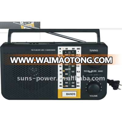 Portable DC 12V solar radio / DC radio with USB+SD card